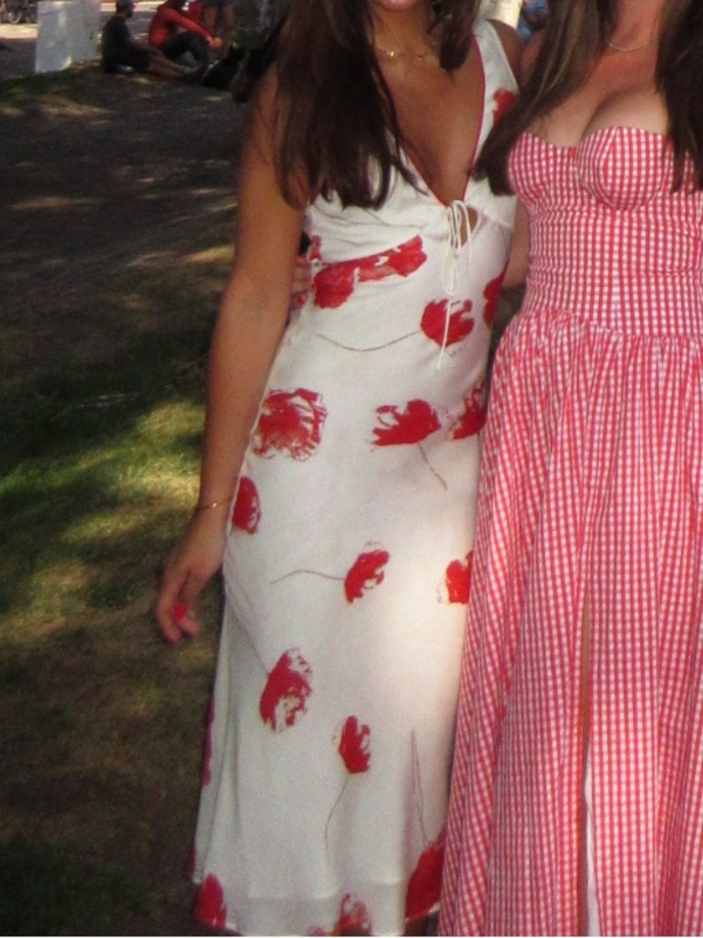 Realisation Par White Slip Midi Dress with Red Floral Print